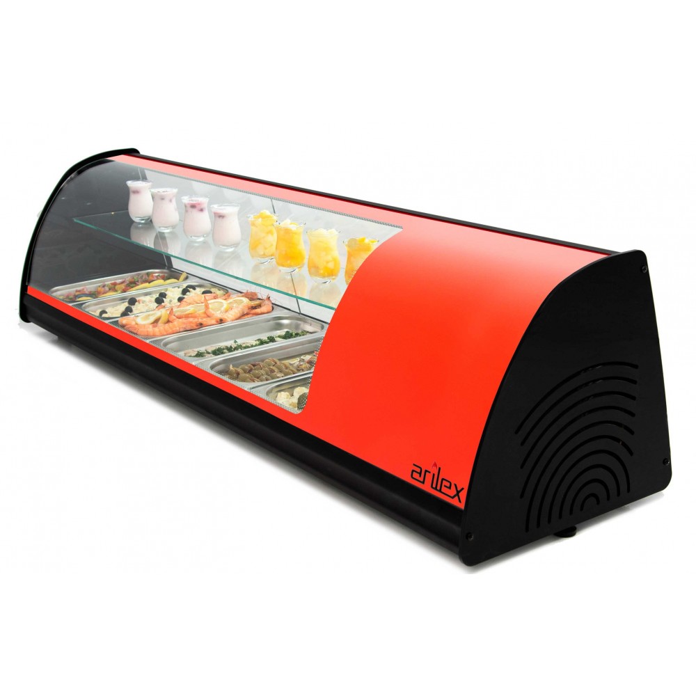 Vitrina para tapas 6 cubetas doble roja Vitrina para tapas 6 cubetas doble roja