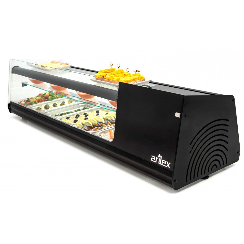 Vitrina para tapas 6 cubetas triple negra