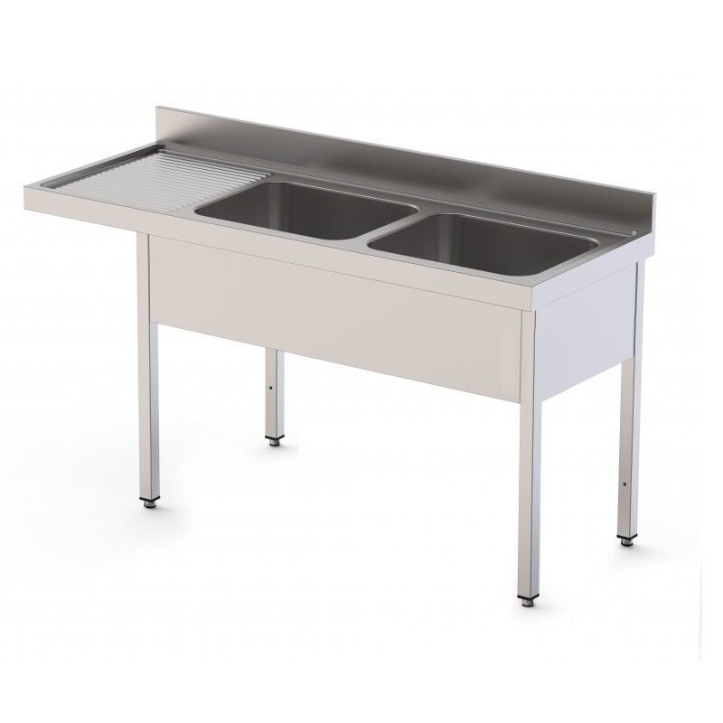 FREGADERO 600 DOBLE CUBA DERECHA SIN ESTANTE