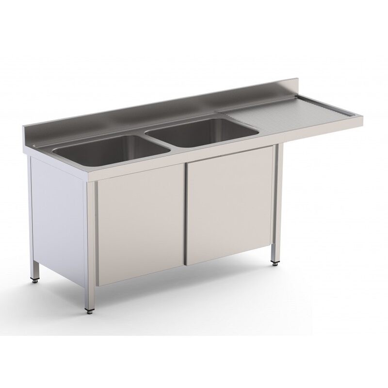 FREGADERO CON PUERTAS CORREDERAS 2 CUBAS IZQUIERDA