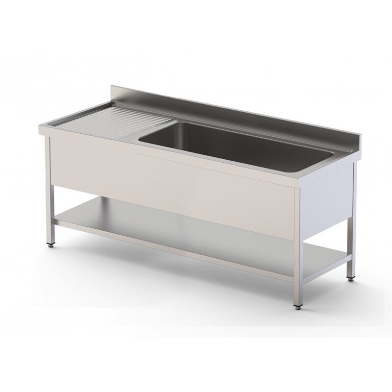 FREGADERO GRAN CAPACIDAD 1 CUBA DERECHA CON MUEBLE CON ESTANTE