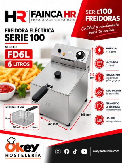 Freidora Electrica HR 6 litros