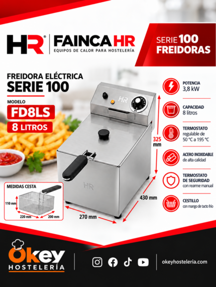 Freidora Electrica HR 8 Litros