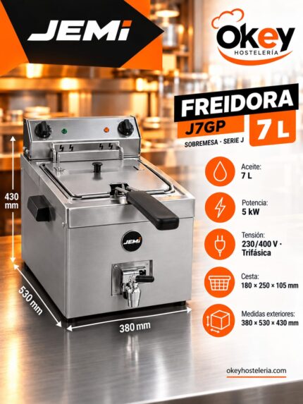 Freidora Electrica 7 litros Alto rendimiento Jemi